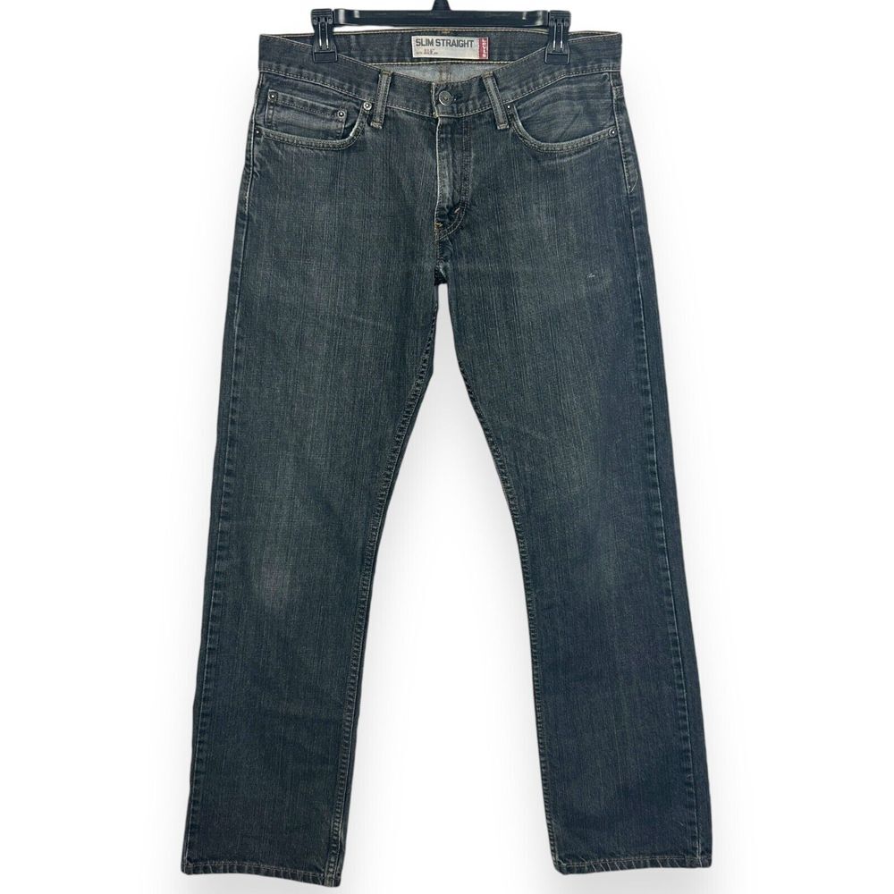 Levis 514 Slim Straight‎ Men's 32x32 Grey Denim Jeans Zip Gray